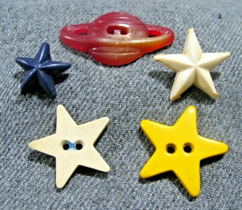 Vintage assorted bakelite & plastic stars + planet small buttons Cover