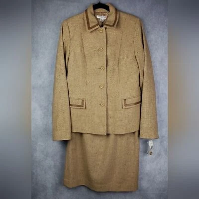 Pendleton Marrón "Put it in Neutral" Falda Traje Conjunto Mujer 6 Chaqueta Talla 8 $433 Foto 1 de 4