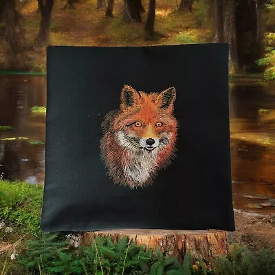 Realistic Fox Luxury Embroidery Outdoor/indoor Throw Pillow Case Unique Made USA - Image 1 of 4
