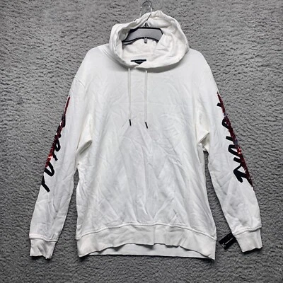 INC Sudadera con Capucha Para Hombre L Grande Blanco Lentejuelas Gráfico Pullover Acanalado Puños y Cintura Foto 1 de 4
