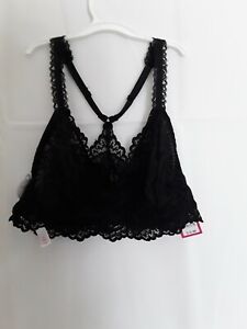 Womens bralette bra size Small sheer, lace brand Xhilaration NWT color black 