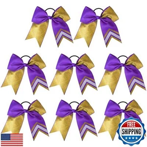 DEEKA 8PCS 8" Two Toned Large Glitter Cheer Bows Shiny Cheer Hair Bows Ponyta - Picture 1 of 5