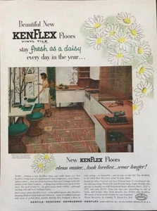 1953 Kentile Kenflex Vinylboden DRUCKANZEIGE frisch wie ein Gänseblümchen - Bild 1 von 1