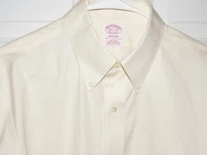 BROOKS BROTHERS Men's 16 1/2-32 Light Tan Dress Shirt MADISON Orig Polo NON IRON - Picture 1 of 5