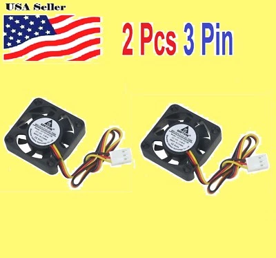 2 Pcs 12V 3Pin 4cm 40mm 40x10MM 9 Blades Mini DC Brushless Cooling Fan   - Image 1 of 4