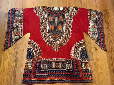 Dashiki vintage años 70 Pakistán unisex 100 % algodón grande Busch Gardens nuevo con etiquetas Foto 1 de 4