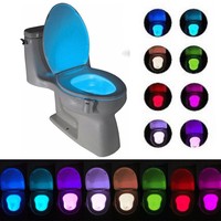 8 Colors Lamp Toilet Bowl Night Light LED Motion Activated  Seat Sensor Bathroom