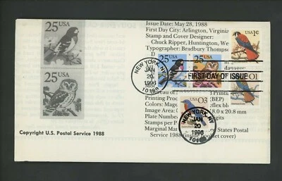 Ranto Cachet US FDC #3044 on 2284-85 w/ 2476 2478 2284-85 Owl Grosbeak bird 1996 - Image 1 of 2
