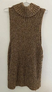 FREE PEOPLE Sweater Dress Cowl Brown Valentina Marled Vest Tunic Sz XS - Picture 1 of 5