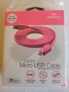 Naztech Lighted Micro USB Cable 6 Ft pink - Picture 1 of 4