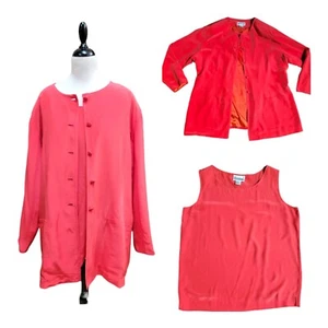 Vntg Salmon Diane Von Furstenberg Silk Assets Blouse & Tank 1X - Picture 1 of 9