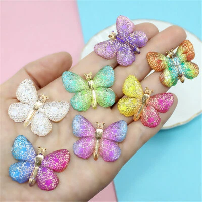 20 pcs Flatback Resin Beautiful Butterflies Embellishments Craft Decors 33x25mm - Image 1 of 4