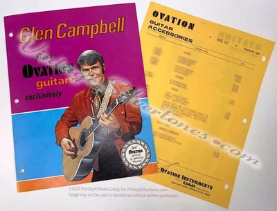 Ovation Glen Campbell acoustics & electric guitar catalog price list 1969-1970 - Image 1 of 3