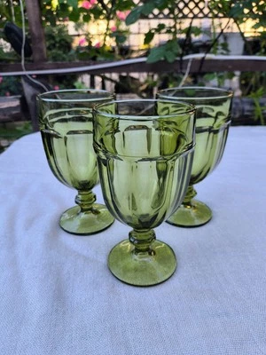 Juego de 5 copas de agua vintage verdes Gibraltar Libbey Duratuff Foto 1 de 4