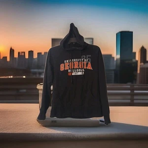 Felpa nera con cappuccio vintage Jansport taglia piccola UGA Georgia Bulldogs Spellout - Foto 1 di 10