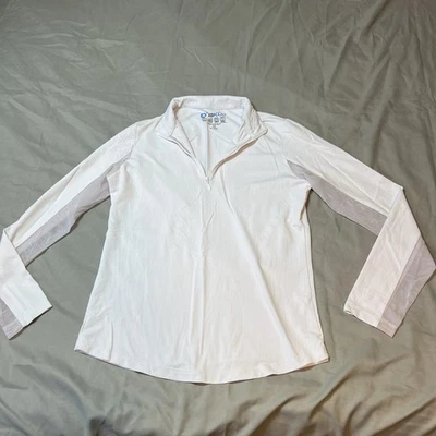 Camisa IBKUL 1/4 Cremallera Mujer XS Pullover Manga Larga Golf Tenis Malla Ventilada Top Foto 1 de 4