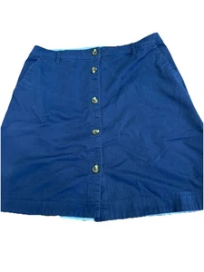 Vintage Lands End gerader Rock Mini Knopf blau Tasche Baumwolle adrett 16 XL - Bild 1 von 6