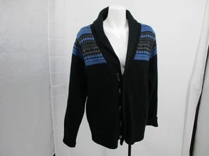 SoulStar Sweater Women Extra Large Black Blue Bluenotes Shawl Toggle Knit Pocket - Picture 1 of 13