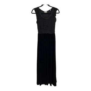 Max Studio dress textured Georgette & velvet maxi black X-Small XS - Picture 1 of 7