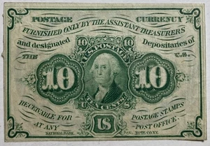 10 cent US Postage Fractional Currency-Civil War Era-July 17, 1862-Scarce-Fine - Picture 1 of 2