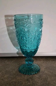 The Pioneer Woman Turquoise Blue Teal Amelia Tea Water 7" Goblet Glass 14 oz. - Picture 1 of 6