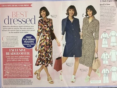PRIMA SEWING PATTERN BUTTON-THROUGH SHIRT DRESS IN THREE LENGTHS SIZES 6 - 24 - Image 1 of 3