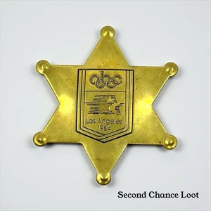1984 LOS ANGELES OLYMPICS ABC CREW Sheriff Badge-Vintage Gold-Tone Collectible - Picture 1 of 2