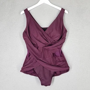 Miraclesuit One Piece Swimsuit Womens 20W Burgundy Slimming Lightly Lined Draped - Picture 1 of 10