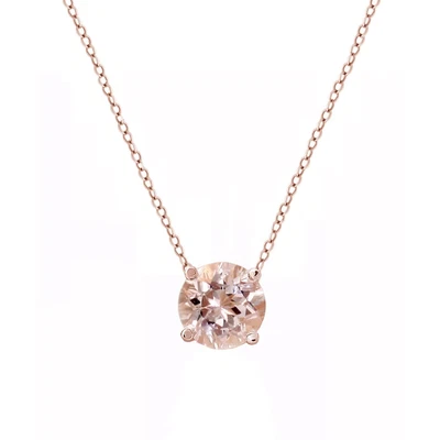 Gargantilla collar solitario morganita genuina de 3/4 quilates oro rosa real de 14 k 16 pulgadas Foto 1 de 2