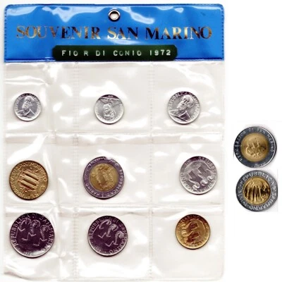San Marino "Fior Di Conio 1972" Uncirculated set plus 2 500 Lire Coins (L01) - Image 1 of 3