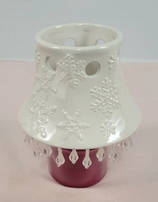 Candle Shade For small /Medium Jars Beaded Snowflake Theme  white and clear  - Image 1 of 4
