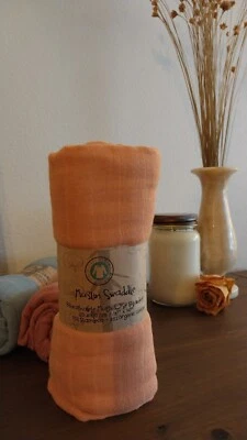 Manta de muselina orgánica naranja/melocotón Foto 1 de 4