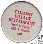 COLONY VILLAGE RESTAURANT, I-80 & Amana, Iowa, Coffee Token, RED Wooden Nickel