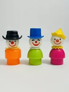 ✨ Vintage Fisher Price Little People Circus Clowns Lime Green Orange Purple Lot - Picture 1 of 20