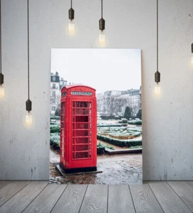 TELEPHONE BOX 1 -DEEP FRAMED CANVAS WALL ART OBJECTS PICTURE PAPER PRINT- RED - Picture 1 of 17