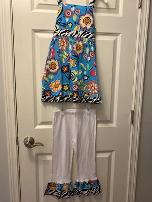 NWOT - Boutique Designer Ann Loren - 2pc Dress & Ruffle Pants Outfit Size 7/8 - Image 1 of 4