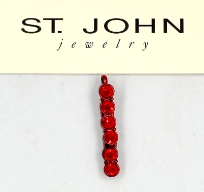 NEW ST. JOHN KNITS Zipper Pull Puller Slider Metal Red Swarovski Pendant Charm - Image 1 of 4