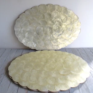 De Colección Capiz Shell Cork 4 Manteles Oblongos Genuinos Shell-Craft Festoneados 20 x 14 - Imagen 1 de 7