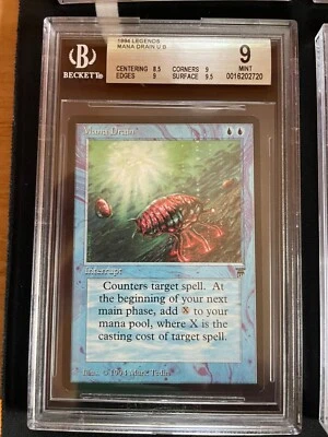 Mana Drain, legends mtg. Graded BGS 9 Mint, just graded! - Image 1 of 2