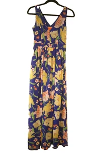 ModCloth Womens Size XS Floral Maxi Dress Sleeveless Chiffon Blue V-Neck - Picture 1 of 6
