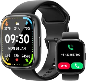 Smart Watch Bluetooth Call - Alexa Built-in 1.83" HD Screen Fitness BLACK - Picture 1 of 6