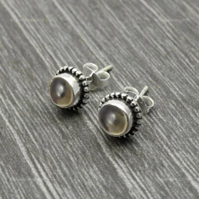 Natural Smoky Quartz Gemstone 925 Sterling Silver Women Gift Stud Earrings - Image 1 of 4