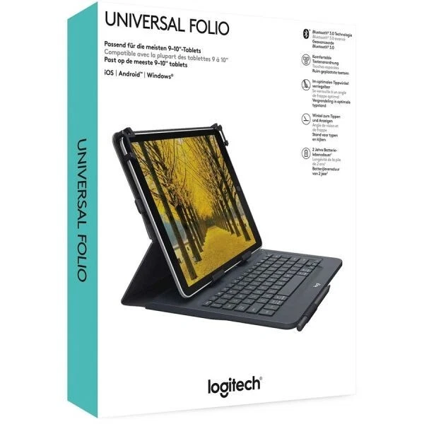 Logitech Universal Folio With Integrated Bluetooth Keyboard For 9-10" Apple - Image 1 of 2