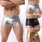 Men's Underwear Sexy Shine Shiny Shorts Stripper Boxer Swim Faux Wetlook