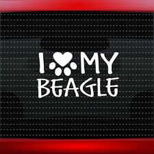 I Love My Beagle Heart Paw Dog Car Decal Truck Window Vinyl Sticker (20 COLORS!)