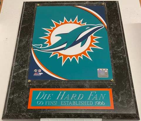 DIE HARD FAN MIAMI DOLPHINS FRAMED 8X10 PHOTO-MAN CAVE ART-12X15 WALL PLAQUE Cover