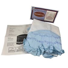 Dresser Scarf Stamped Embroidery Kit Girl w/ Blue Dress & Ruffled Edge VTG 1998