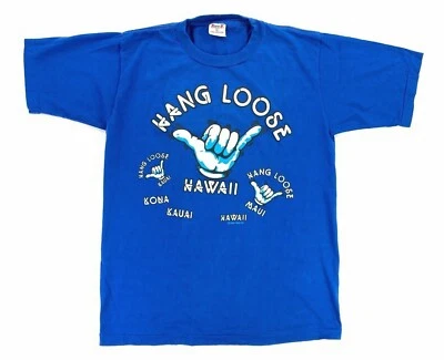 Camiseta De Colección Hawaii "Hang Loose" Puntada Única Manga Corta Azul Marino • Grande Foto 1 de 4