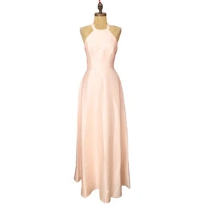 Alfred Sung Strappy Criss Cross Back Gown 2 Twill Blush Pink Dress NEW Tag B50 - Picture 1 of 6