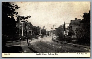 Postcard Bellevue Pennsylvania 1909 Kendall Curve Trolly Tracks Allegheny County - Bild 1 von 2